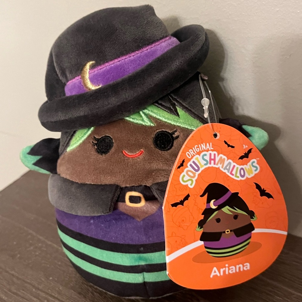 Squishmallows Ariana Witch Plush - Black, Purple, Green 5”